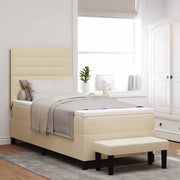 Letto a molle con testiera Crema 90 x 200 cm Tessuto 3343965