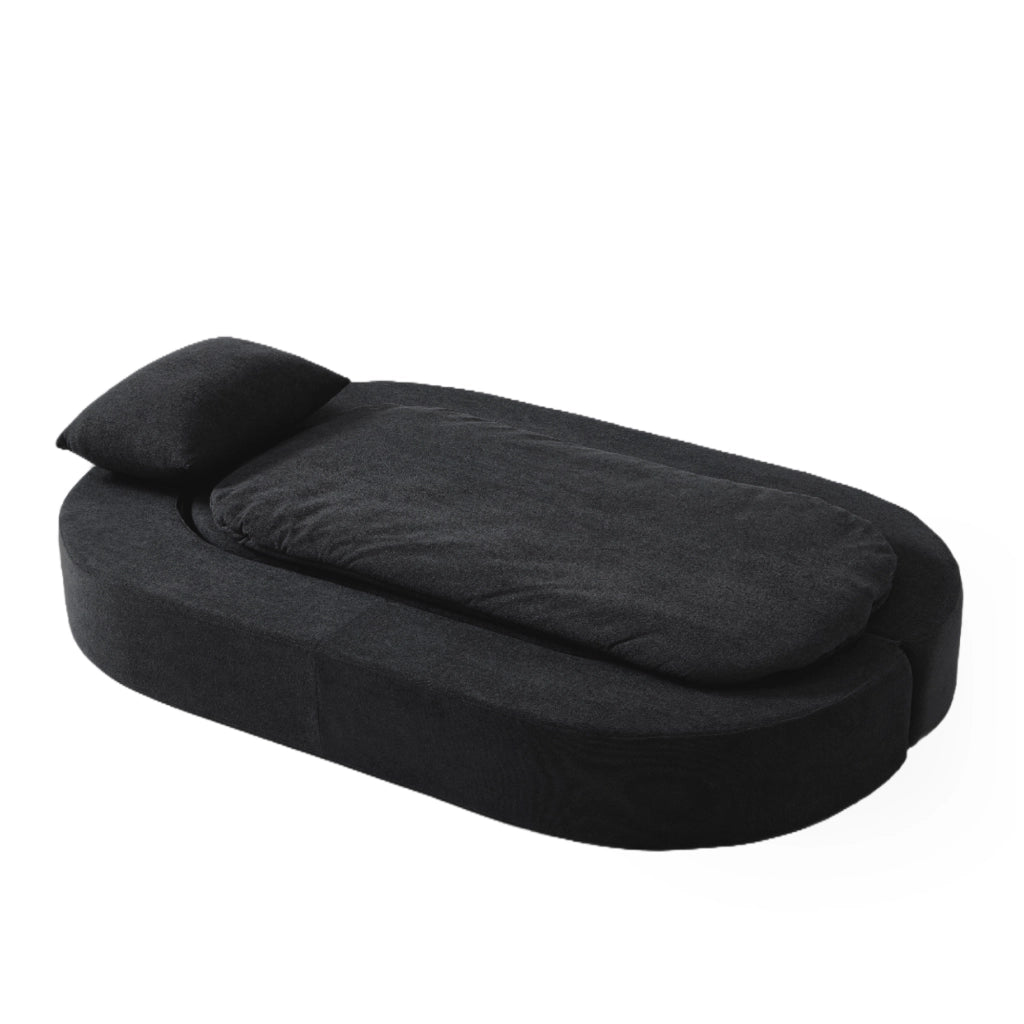 Divano letto pieghevole 3 in 1 in flanella nera con schiuma memory