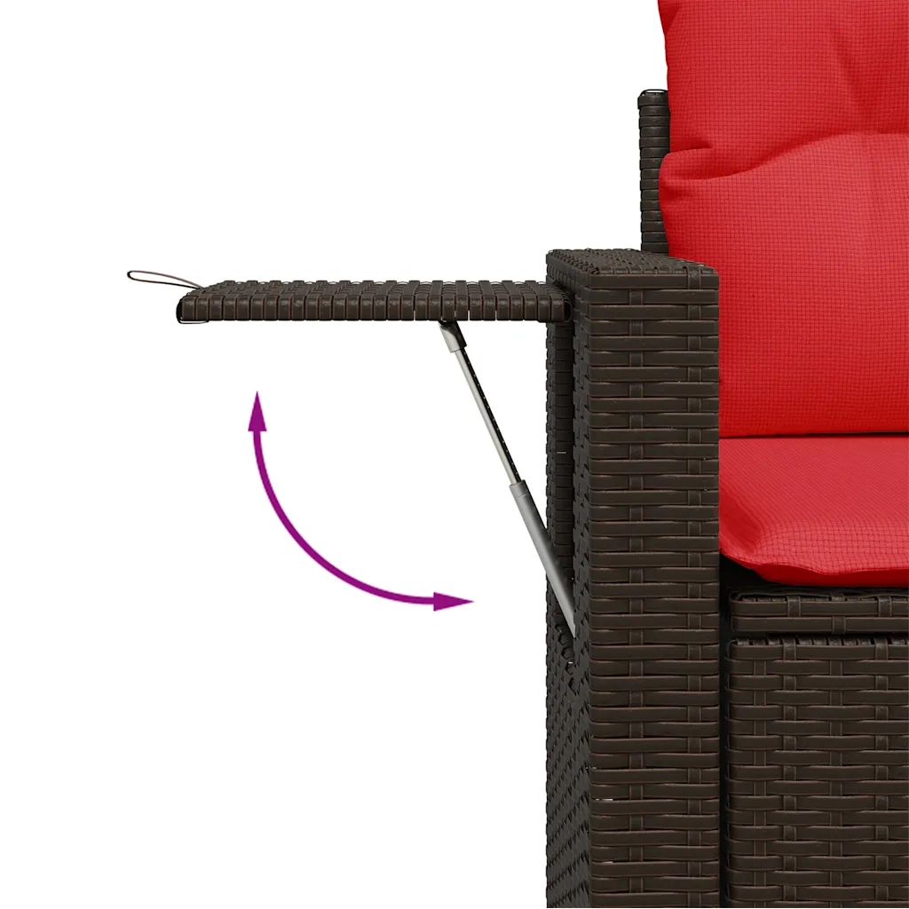 Divano da giardino con cuscini a 2 posti marrone in polyrattan 366244