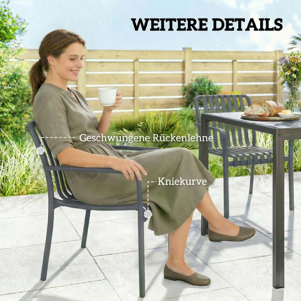 Set sedie da giardino impilabili ¨C Minimal ¨C grigio scuro 4 pezzi