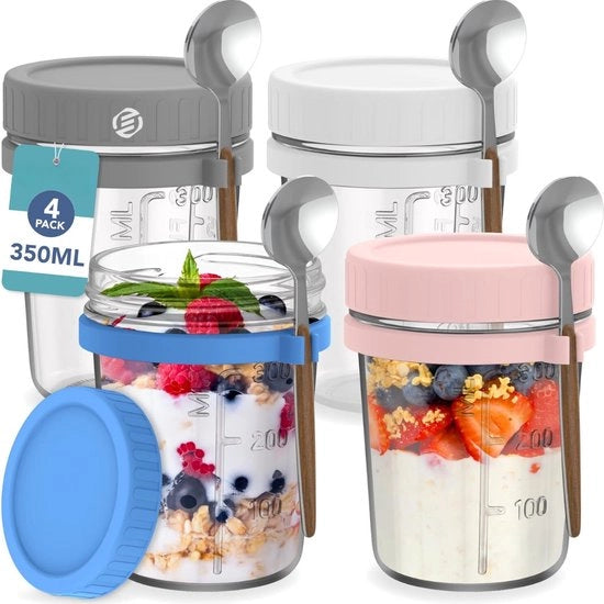 Set di Overnight Oats in Jar di Mason - Muesli - Bicchieri per Avena - Kit di Avvio per il tuo Colazione