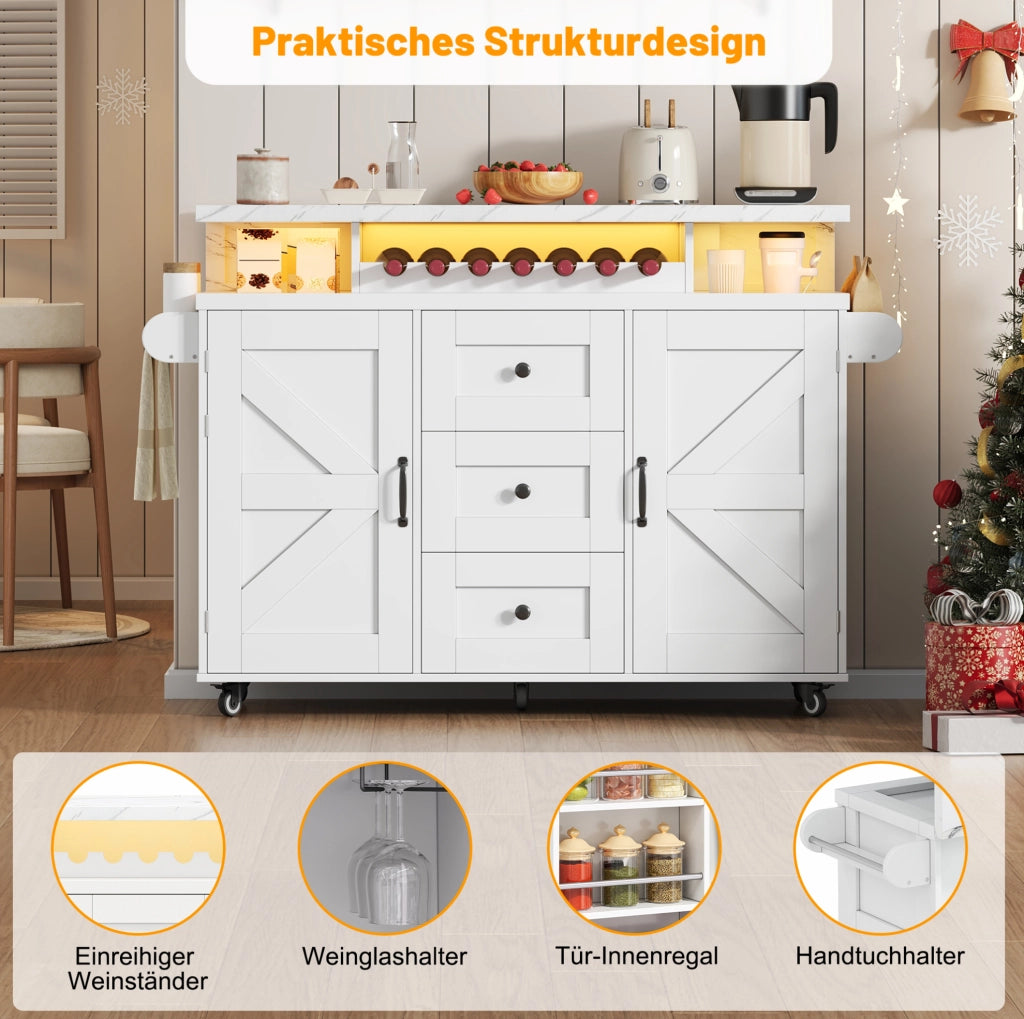 Isola cucina mobile con piano ribaltabile e LED
