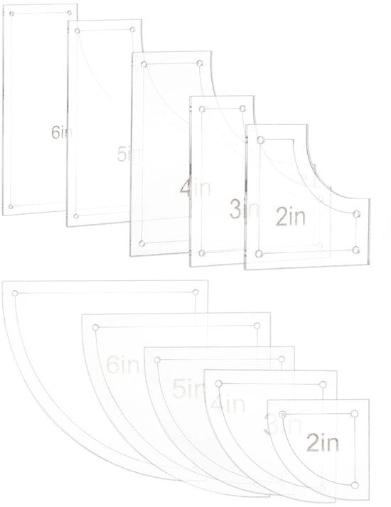 Set di Template Acrilico - 10 pezzi - Linee trasparenti - 2/3/4/5/6 cm - Protezione pellicola - Per DIY Arte decorativa cucina - Linee a quadri