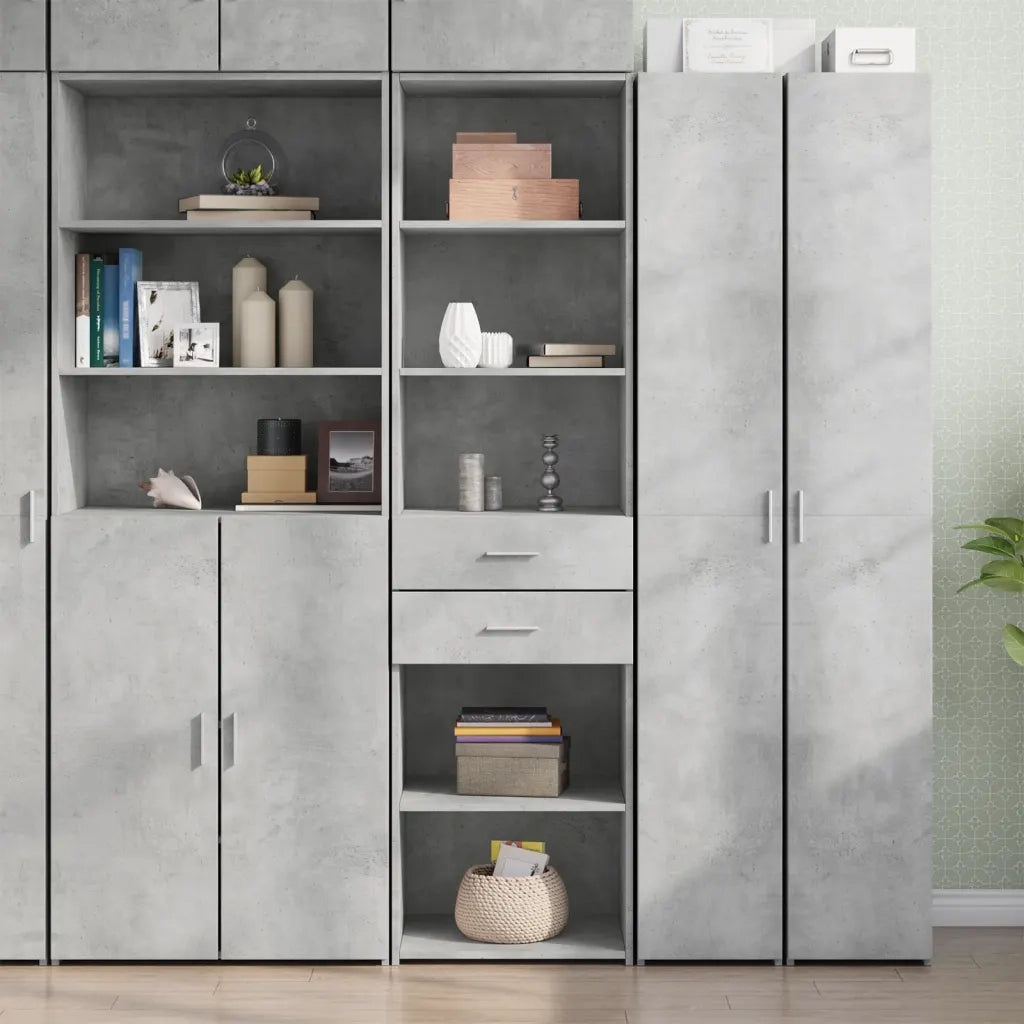 Credenza-Buffet-Armadio da cucina Grigio Cemento 50x42,5x185 cm in Legno Multistrato 593264
