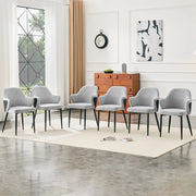 Set di 2 Sedie da Pranzo Grigie in Tessuto con Schienale Imbottito e Gambe Metalliche a X, Altezza 83 cm