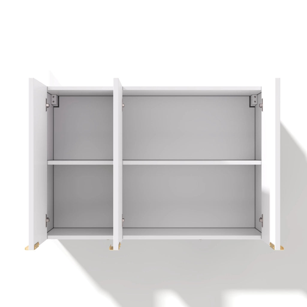 Armadio pensile da cucina a 3 ante, mobile sospeso per ripostiglio soggiorno, bagno e lavanderia, 90 x 29 x 60 cm