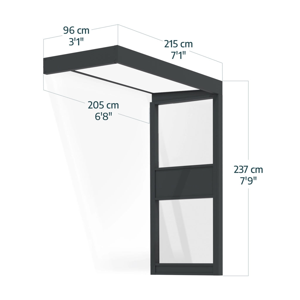 Canopia Sophia Pensilina Da Esterno  215X95 cm + Parete laterale Grigio / Opal Bianco