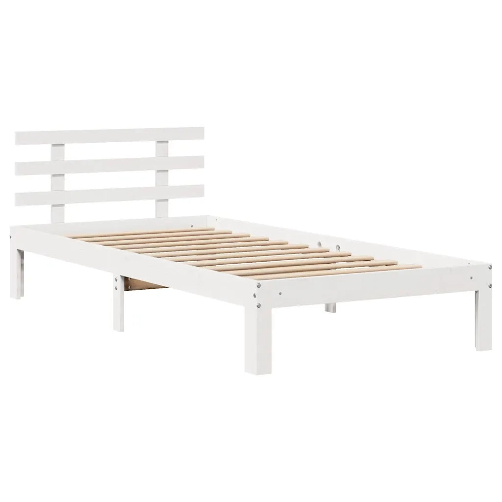Giroletto con Testiera Bianco 75x190 cm Legno Massello di Pino 3306838