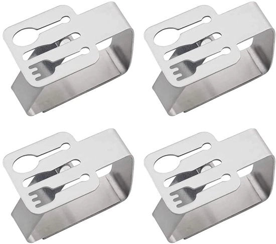Tavolo con 4 Clip per Tavolo - 6,5 cm di Altezza - In Acciaio Inossidabile - Per Tavoli Spessi - Duraturo - Adatto per Interno/Esterno