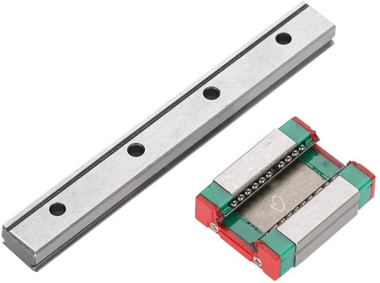 ONF3 - Binario Lineare Miniaturo - Guida Lineare 12 Mm - Blocco di Sicurezza a Sfera - 100mm - Blocco di Scorrimento - Adatto per Applicazioni di Alta Precisione - Modello Compattibile