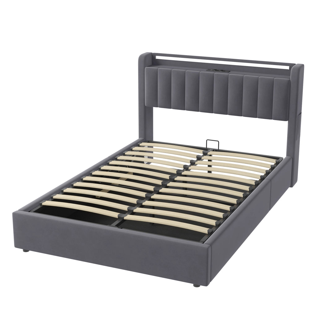 Letto contenitore 140x190 cm, colore grigio