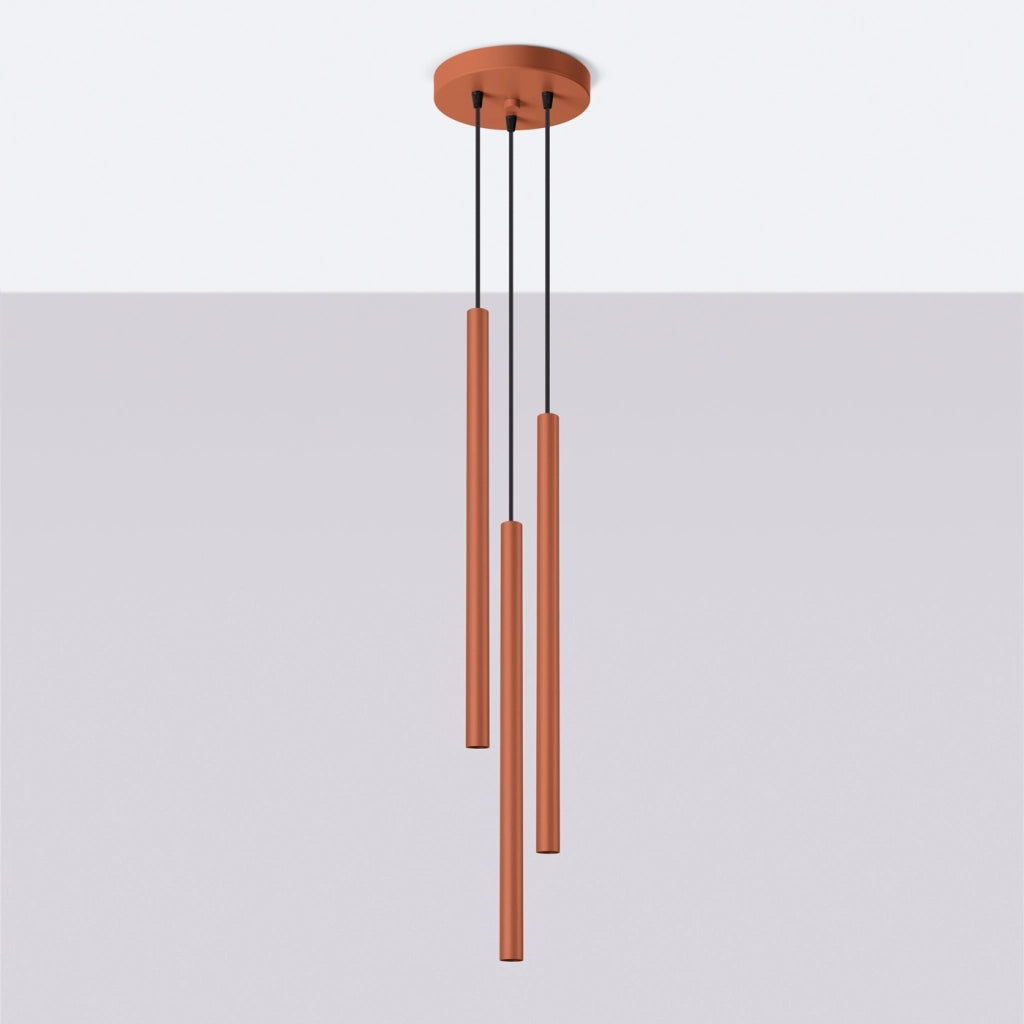 Lampada a sospensione PASTELO 3P rosso ocra