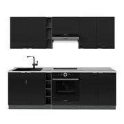 Cucina componibile Fame-Line Nero rigato/Antracite 235 cm, PL Marmo Vicco