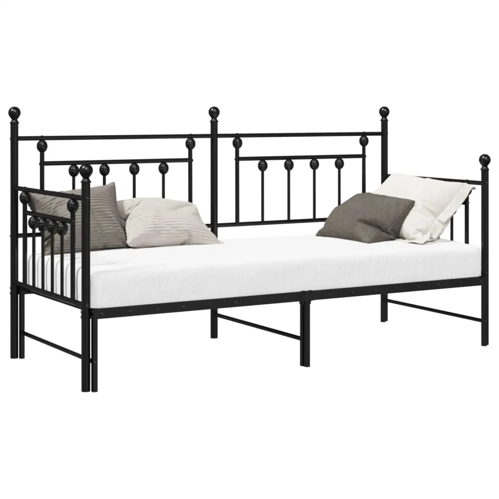 Letto singolo | Letto per adulti | Struttura per letto di giorno Nero 75 x 190 cm Acciaio