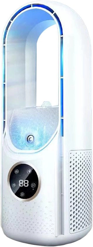 Ventilatore multifunzionale USB - 6 velocità con timer - Ventilatore di raffreddamento - Ventilatore verticale senza raffica con display LED - Silenzioso - Portatile - Adatto per studentato, ufficio (bianco)
