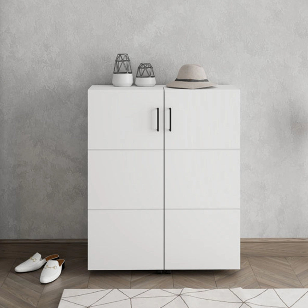 Mobile Portascarpe Ystad, Scarpiera 9 Ripiani, 92x33x113h cm Bianco Opaco