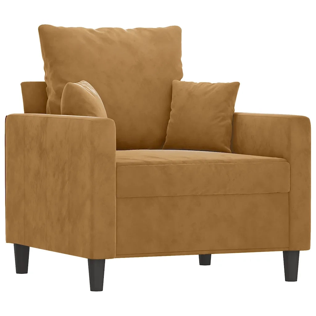Set di Divani 4 pz con Cuscini Marrone in Velluto