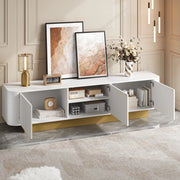 Mobile TV bianco da soggiorno con 3 ante; ripiano regolabile e gestione cavi; MDF e PB; 170 × 40;5 × 47 cm