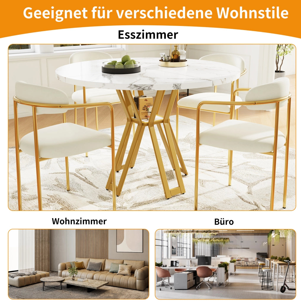 Tavolo da pranzo 100x100x76 cm in MDF effetto marmo