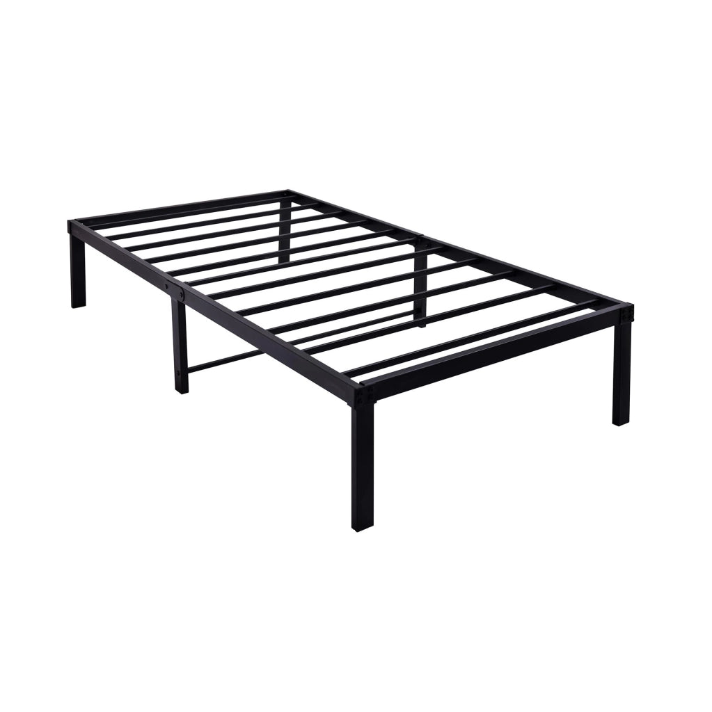 Struttura letto 90x200 cm in metallo nero con doghe in acciaio e spazio sottostante