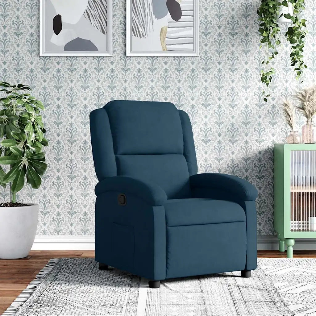 Poltrona Reclinabile Blu in Velluto 371807