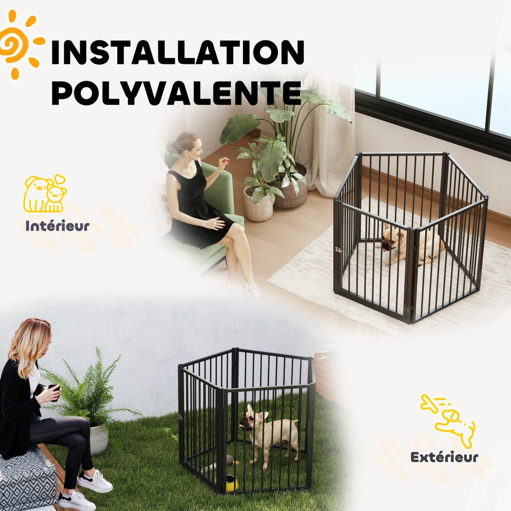 Recinto per Cani 5 Pannelli ¨C Xylo ¨C Pieghevole Portatile Nero