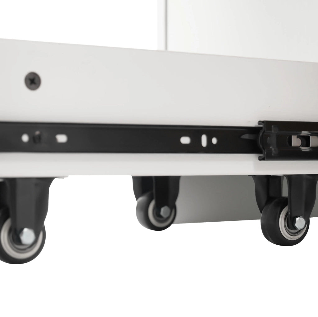Vetrina 70x40x160 cm in MDF bianco con ante in vetro colorato; LED e modulo estraibile