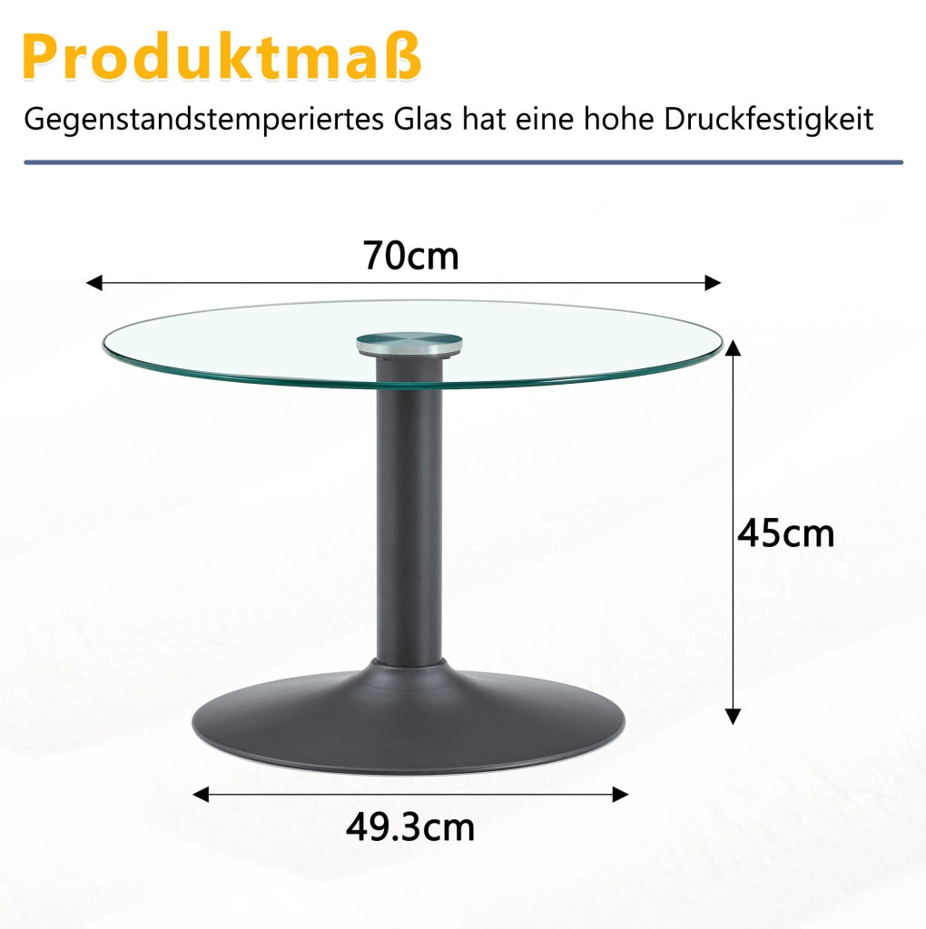 Tavolino da salotto rotondo Ø 70 cm in vetro e metallo nero HOMVRA