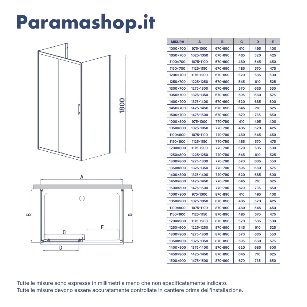 Box doccia 3 lati cromato 70x150x70cm vetro 6mm trasparente con porta scorrevole e doppia parete fissa h180cm | Sicily