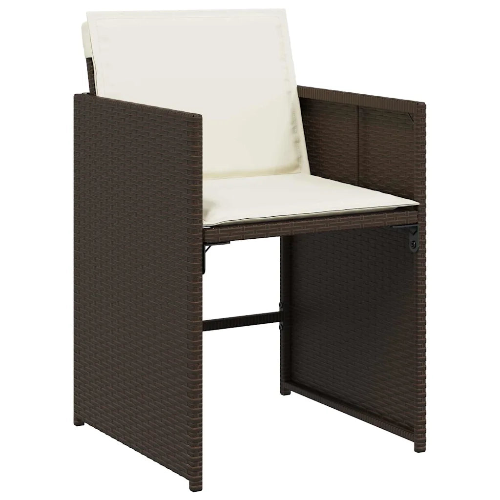 Set da Pranzo per Giardino con cuscino 9 pcs Marrone polyrattan 3379987