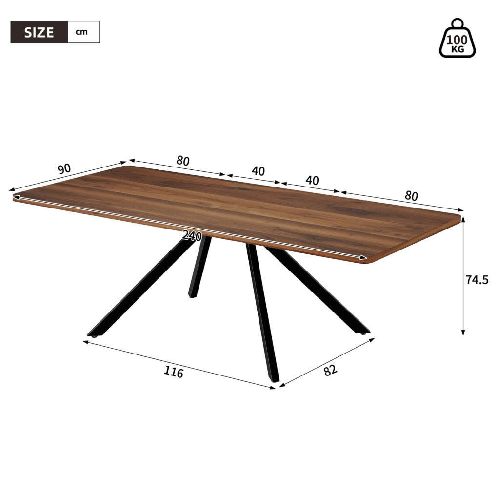 Tavolo da pranzo allungabile MDF noce 160-240 x 90 cm