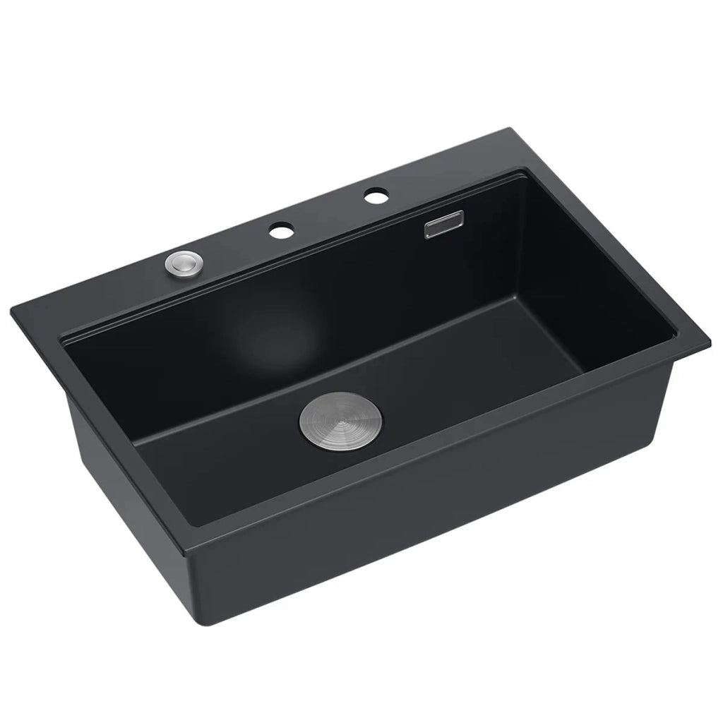 Lavello In Granito Marc 110 Workstation Black Tappo rame spazzolato