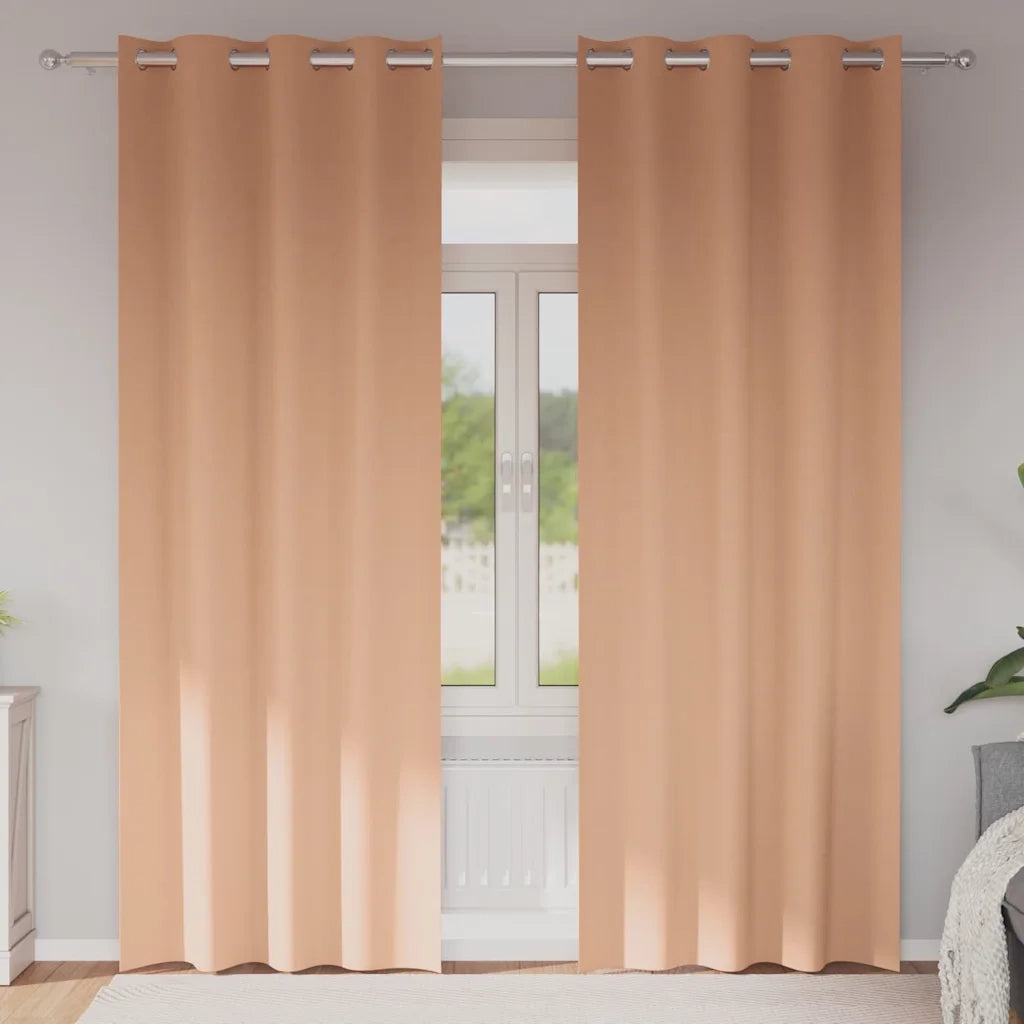 Tende Oscuranti | Tende Blackout con Anelli 2 pz Marrone Chiaro 225 x 140 cm