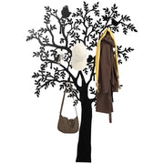 Attaccapanni da parete con design albero e uccelli ¨C Minimal ¨C Nero