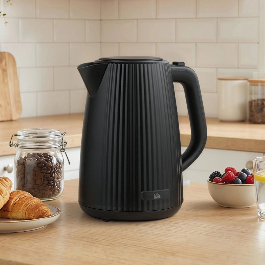 Bollitore elettrico 1,7 L 2200W nero a ebollizione rapida con filtro anticalcare rimovibile e spegnimento automatico per casa e cucina