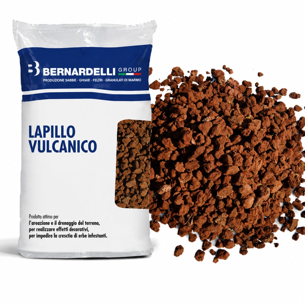 Lapillo vulcanico rosso per aiuole pacciamatura decorativa 33 litri