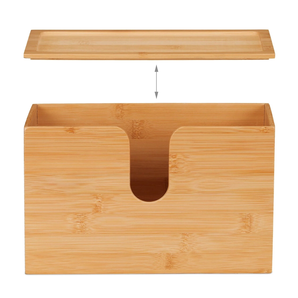 Distributore di asciugamani di carta da parete 30 x 12 x 12 cm pratico e igienico stile naturale in bambù marrone 13_0012964
