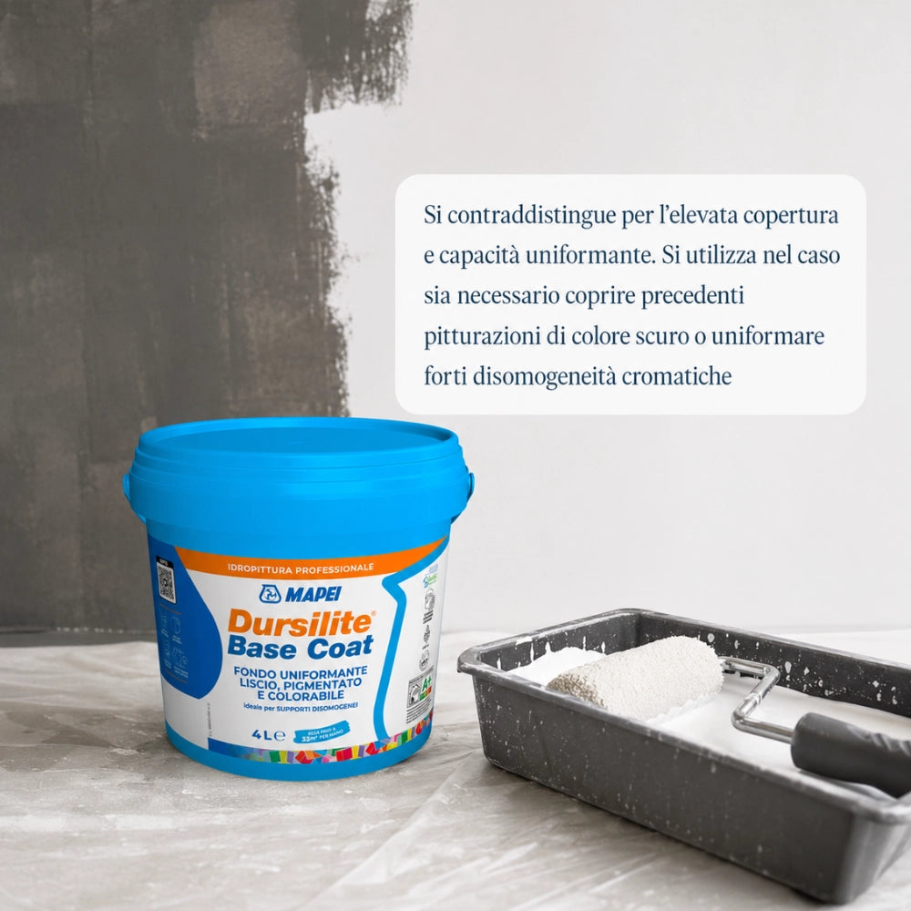 Mapei dursilite base coat fondo murale liscio colorabile per supporti disomogenei *** formato 4 lt, confezione 1