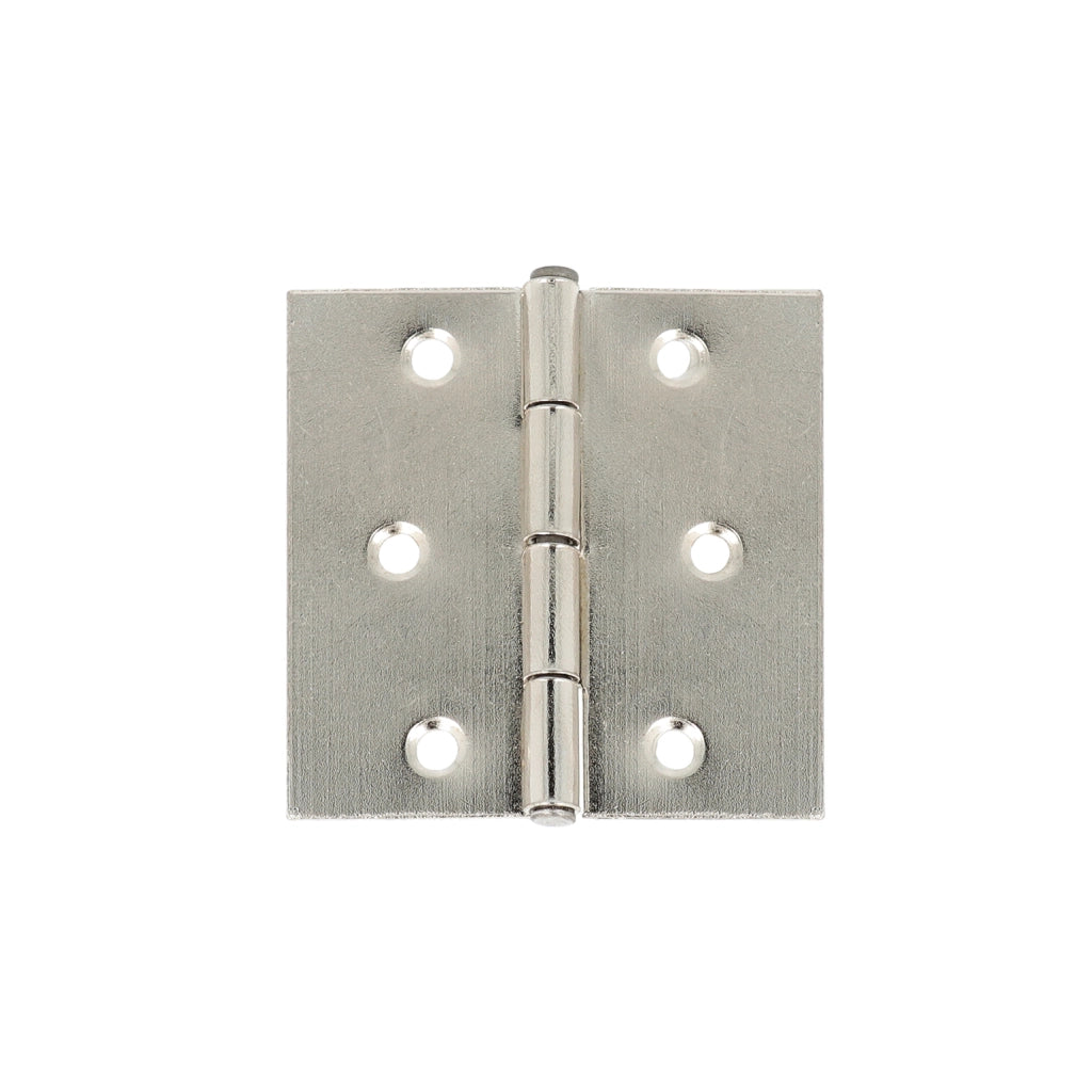 Cerniere quadre con spina fissa in ferro nichelato 50 x 50 mm. 2 pz.