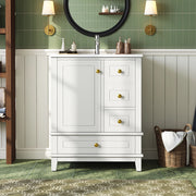 Mobiletto con lavabo da bagno a terra con 3 cassetti e anta soft-close in MDF bianco lucido 61 × 47 × 86 cm
