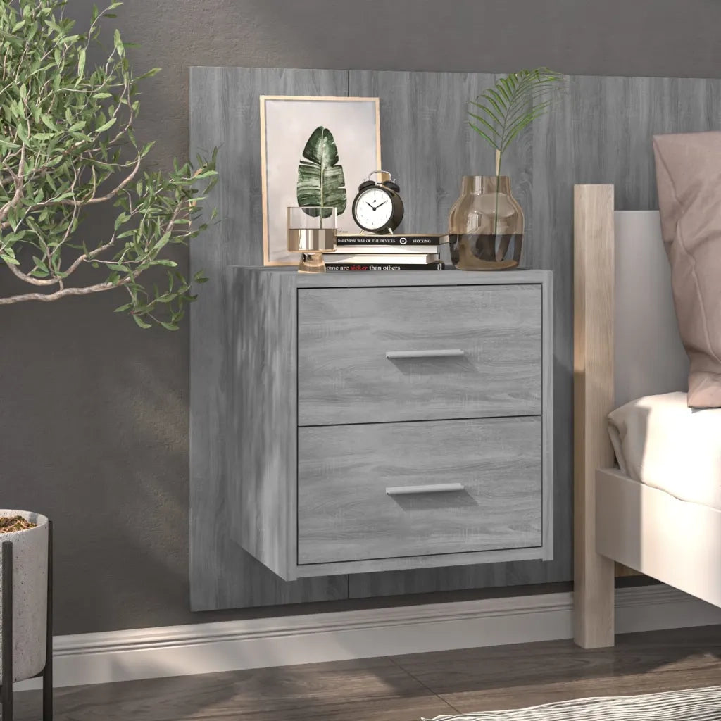 Comodino | Armadio da Notte | Mobiletto da notte a Muro Grigio Sonoma