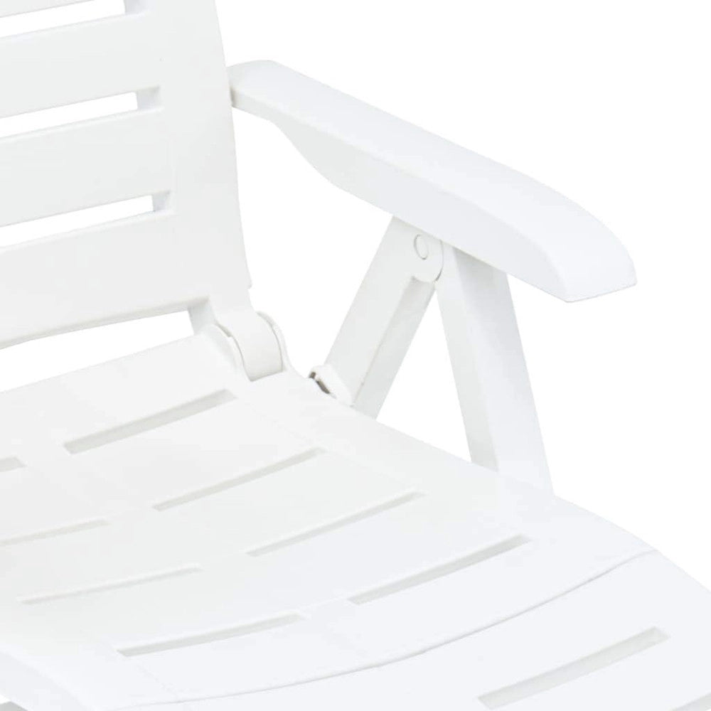 Trade Shop - Poltrona Lettino Prendisole Pieghevole Con Poggiapiedi Bianco 60x108x109 Cm 015933 -