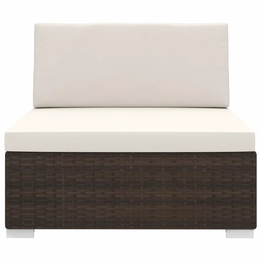 Sedia da Giardino Modulare con Cuscini in Polyrattan Marrone
