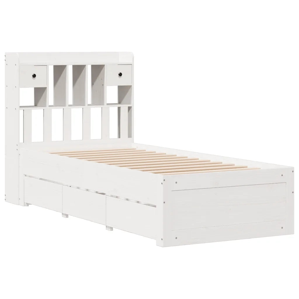 Letto con Libreria senza Materasso 75x190 cm in Legno Pino