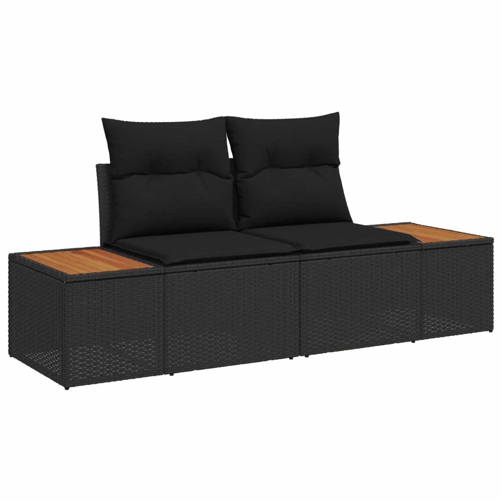 Set Divano da Giardino con archiviazione 7 pcs Nero Poly Rattan