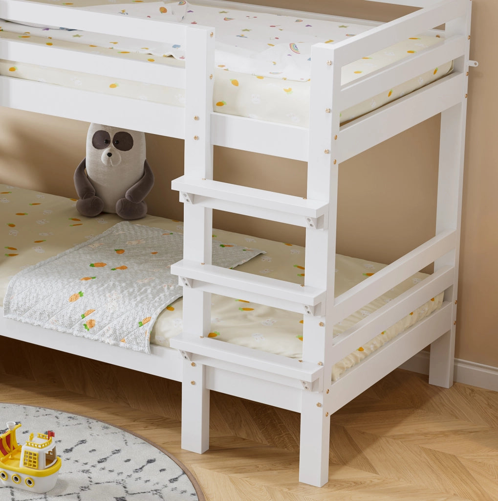 LETTO A CASTELLO per bambini 90x200 cm Bianco con finestre e tetto