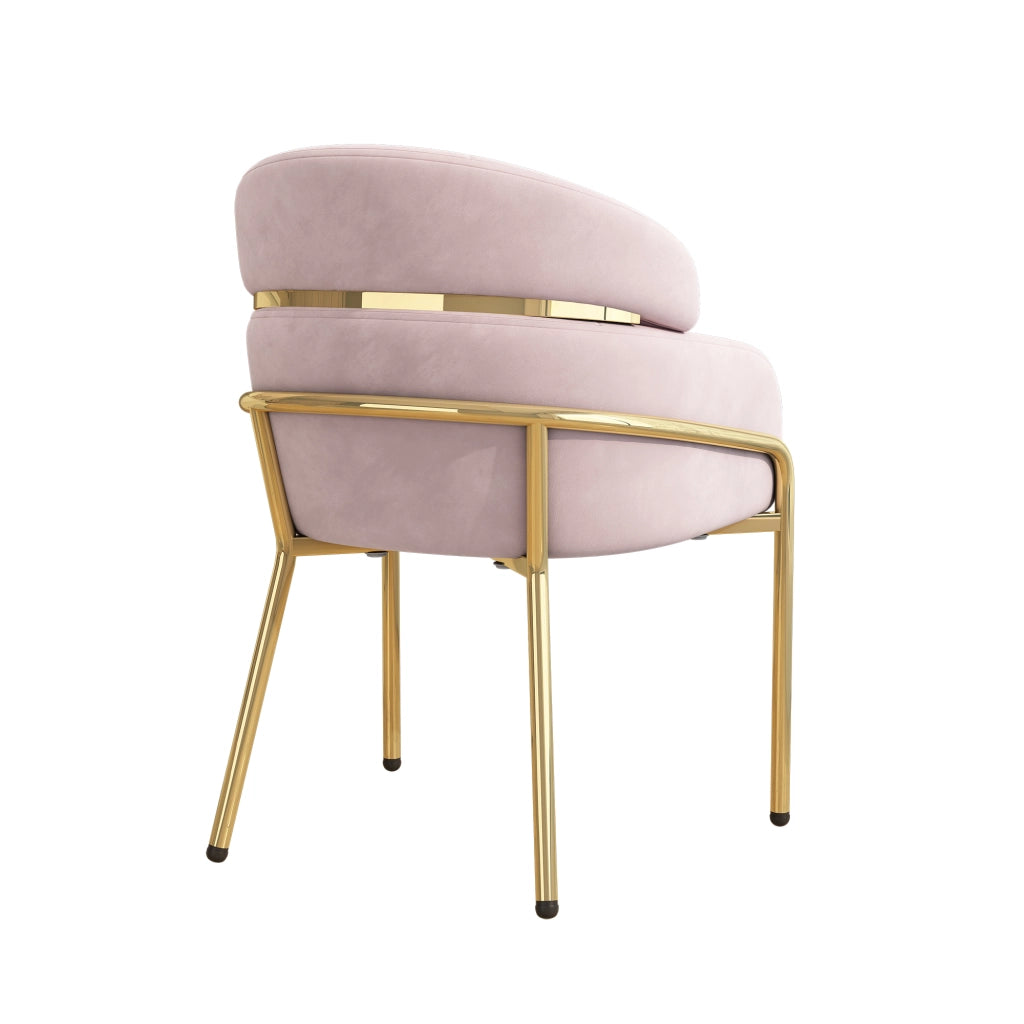 SEDIA da pranzo in velluto rosa con gambe in metallo