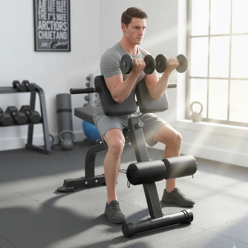 Panca da allenamento, panca per pesi, panca fitness, struttura in acciaio, nera