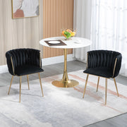 Set di 2 Sedie da Pranzo Moderne in Velluto con Gambe Metalliche Dorate 55,5x41x74 cm per Soggiorno, Camera da Letto e Sala da Pranzo