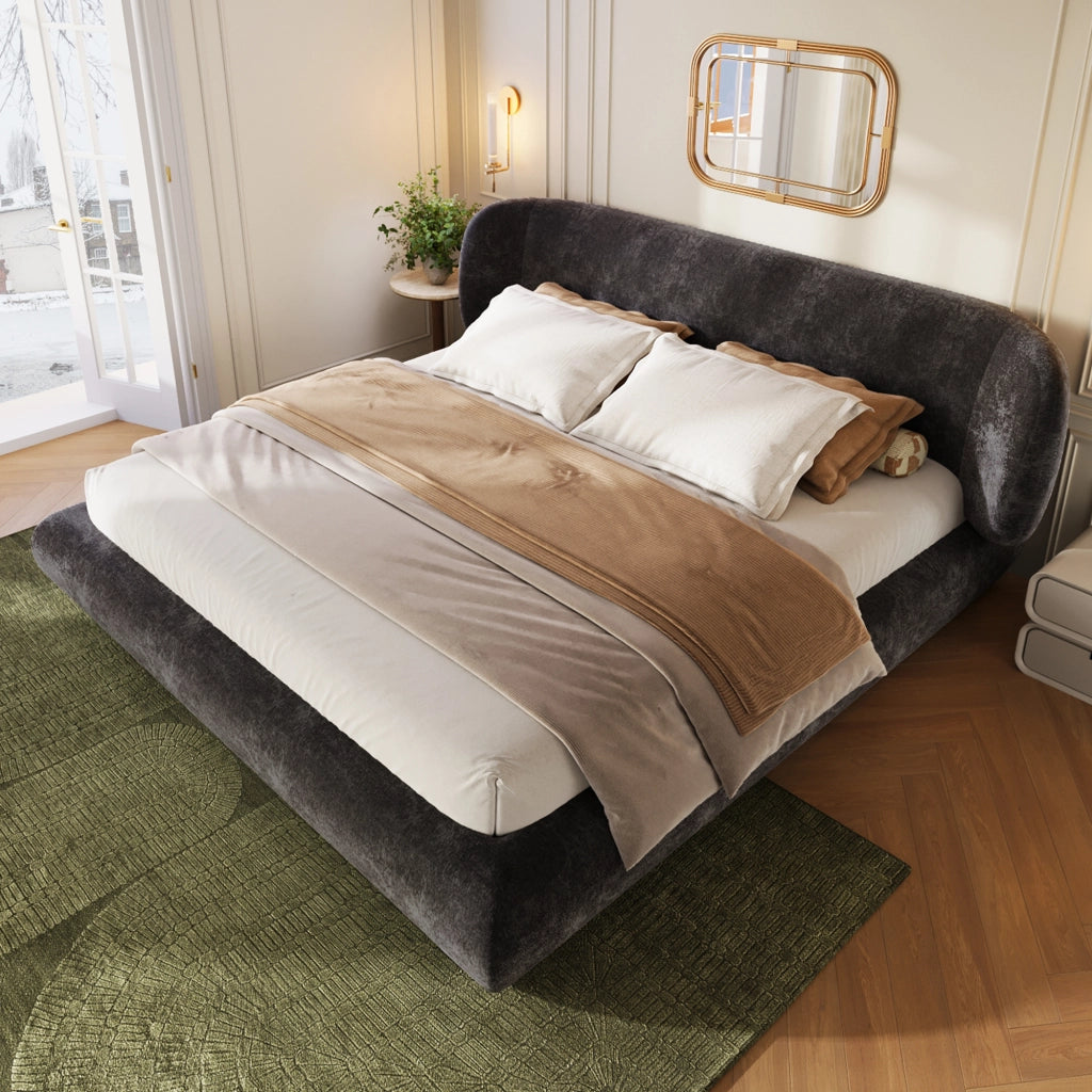 Letto matrimoniale imbottito 140 x 200 cm grigio